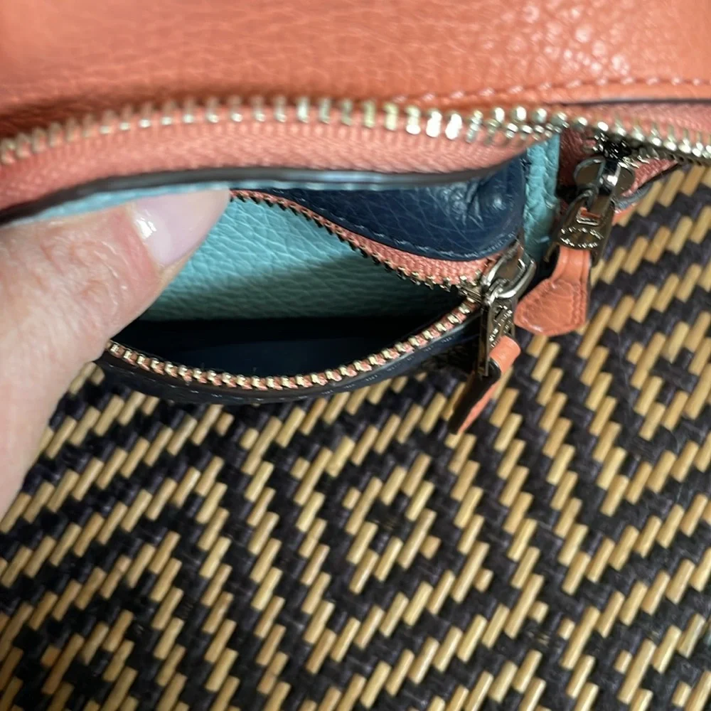 Coach backpack key chain F73064 bag charm Seafoam Multi-color Green orange navy
